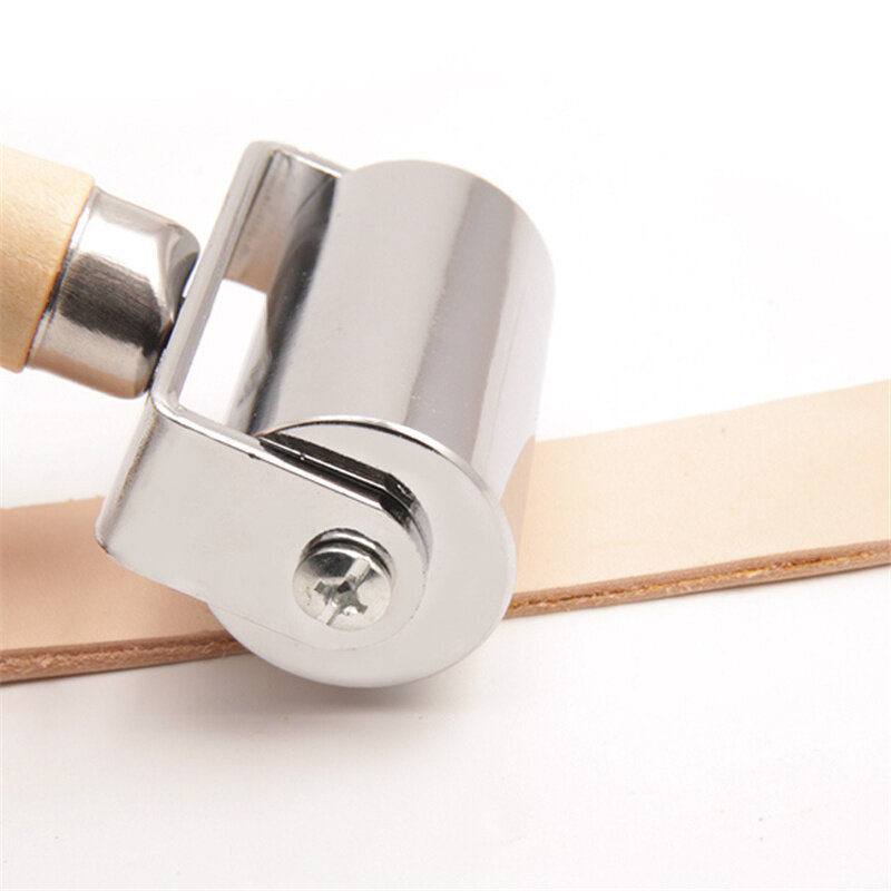 DIY Lino Cut Solide Stahl Leder Werkzeuge Stahl Fitting Roller Mit Holz Griff Verwendung Als Rand Bindemittel Leder laminierung Rolle rad