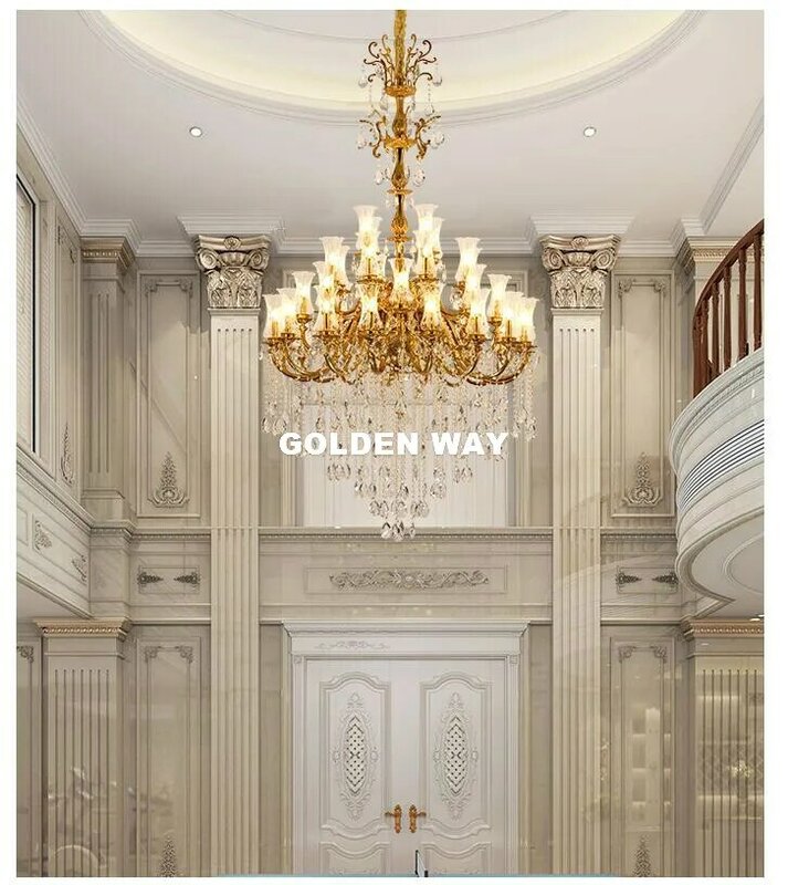 Lindo lustre de cobre com 36 braços d135cm, led, luxo, grande, vintage, lâmpada de suspensão para iluminação de projeto villa hotel, frete grátis
