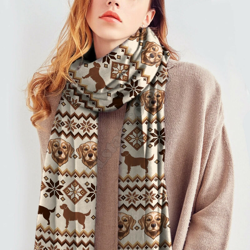 かわいいガーマンシェパード3Dプリントイミテーションカシミヤスカーフ秋と冬の厚みのある暖かいショールスカーフ