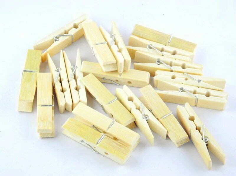 20 Stks/pak Mini Bamboe Houten Kleding Fotopapier Peg Wasknijper Wasserij Hangers Craft Clips