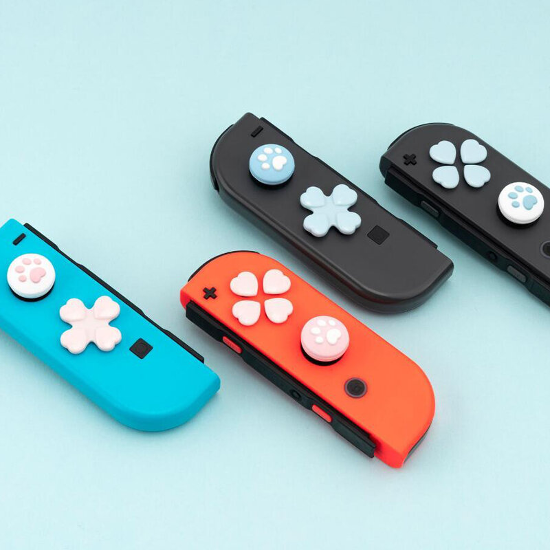 D-pad Botón de dirección cruzada ABXY Key Sticker Joystick Thumb Stick Grip Cap Cover para Nintendo Switch Oled NS Joy-con Skin Case