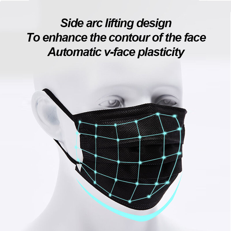 Máscara facial descartável, 500 peças, atacado, proteção de segurança, não-tecido, filtro respirável