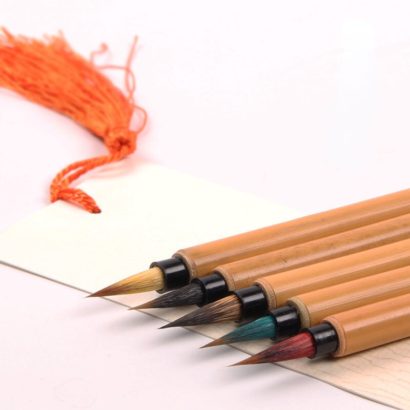 Pluma de pincel de caligrafía china, pinceles de pelo de comadreja, pintura meticulosa de acuarela, línea fina, escritura cursiva, pluma de caligrafía