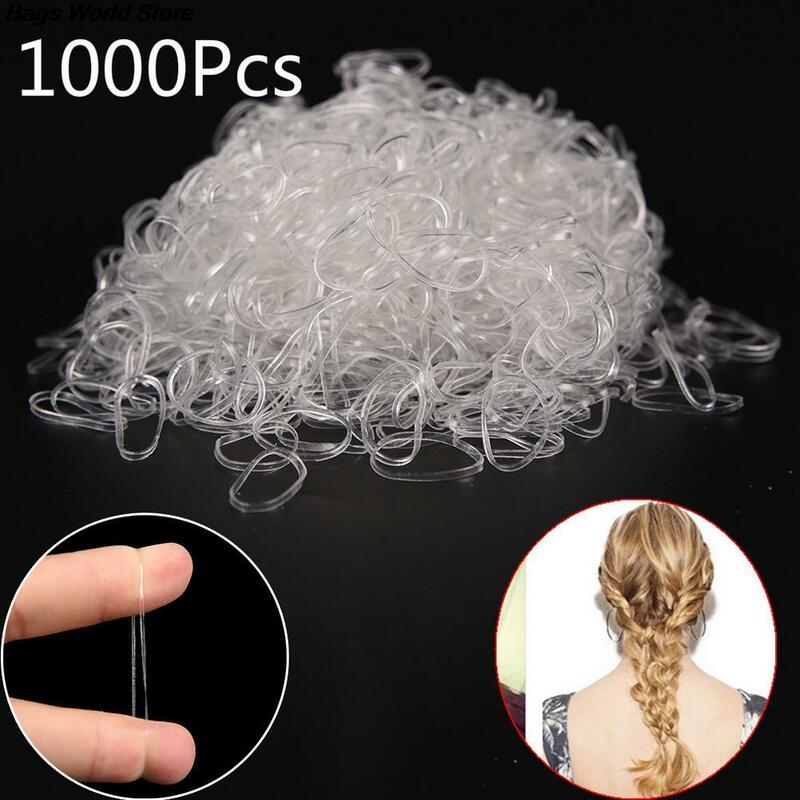 1000pcs elastico in corda elastica per capelli trasparenti per donne ragazze legare cravatta accessori per supporti coda di cavallo strumenti per lo Styling dei capelli 1.6cm