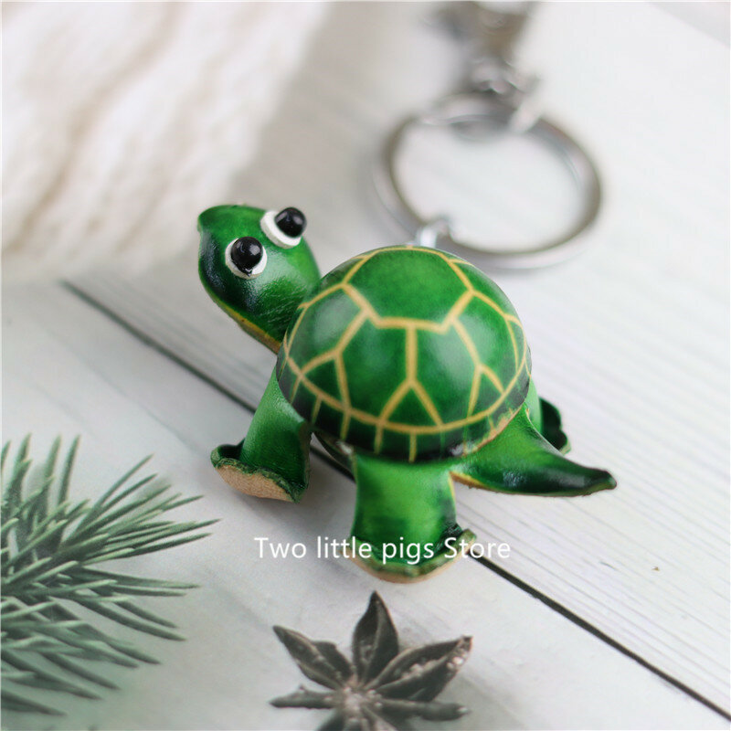 Mini llavero de Animal de tortuga pequeña, piel de vaca de simulación de juguete, regalo creativo, accesorios de mochila colgante para pareja