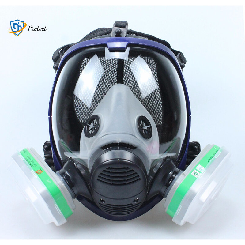 Máscara química 6800 15/17 em 1 máscara de gás poeira respirador tinta inseticida spray silicone filtro facial completo para laboratório soldagem