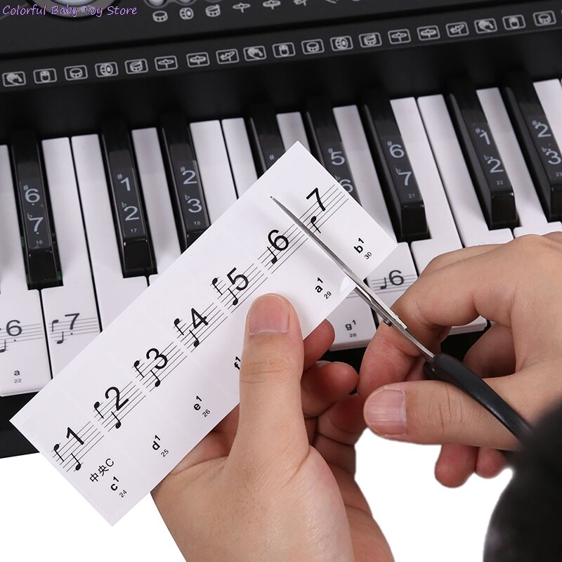 Stiker Piano transparan kunci Piano Keyboard elektronik stiker kunci Piano Stave catatan stiker untuk kunci musik Decal