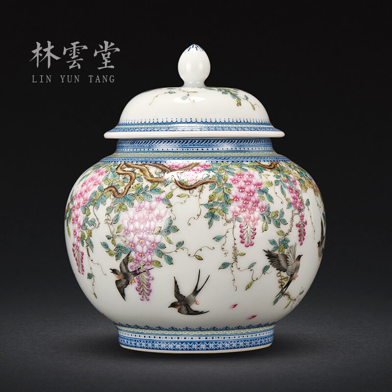 Sabingga-caja de té de alta calidad, sukdun dergici jimbi, lata de frutos secos de jingdezhen, pintura pastel de flores y té