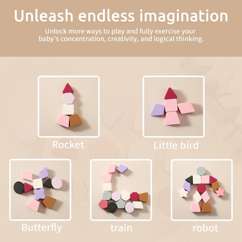 Baru 1Set Mainan Bayi Montessori Silikon Geomet Jigsaw Puzzle Mainan Susun Bersarang BPA Gratis Permainan Pendidikan Prasekolah Hadiah Anak-anak