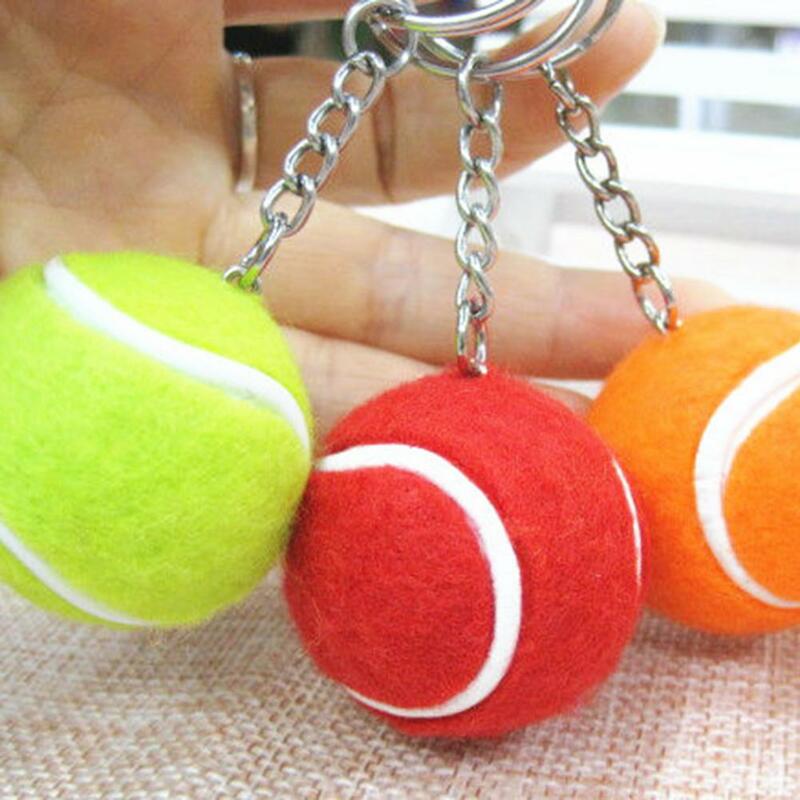 Chaveiro de tênis macio adorável reunindo simulação mini chaveiro esporte tênis bola chave titular pingente acessório chave