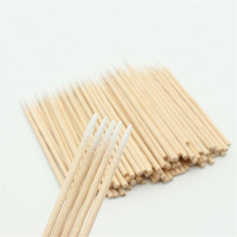 Disposable Ultra-small Cotton Swab 100pcs Lint Free Micro Brushes Wood Cotton Buds Swabs Eyelash Extension Glue Removing Tools