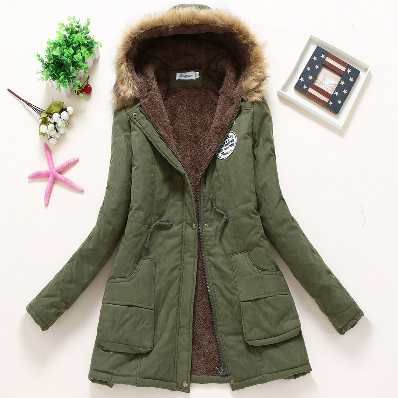 Abrigo de piel con capucha para mujer, Parka informal militar, chaquetas de plumón, CC001, invierno, 2019