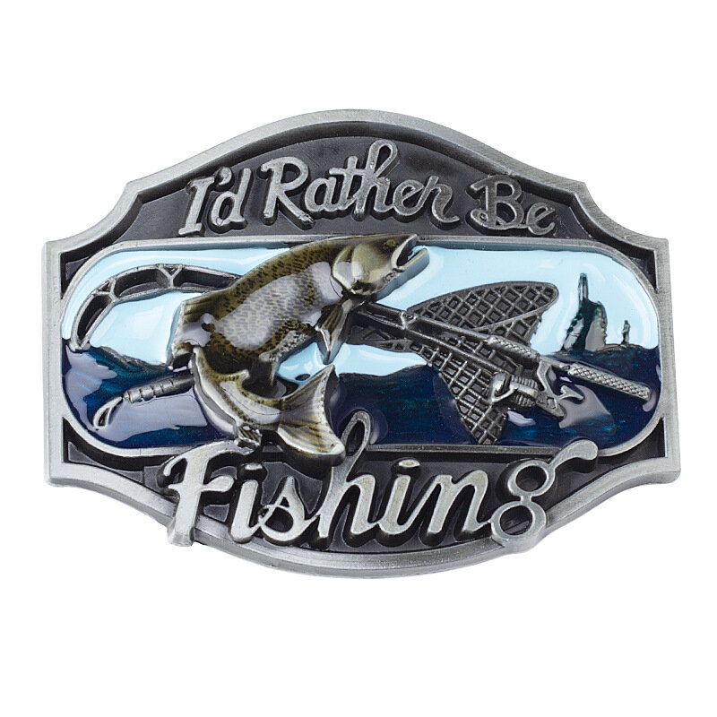 Fishing Belt Buckle I'd Rather Be Fishing Outdoor Leisure