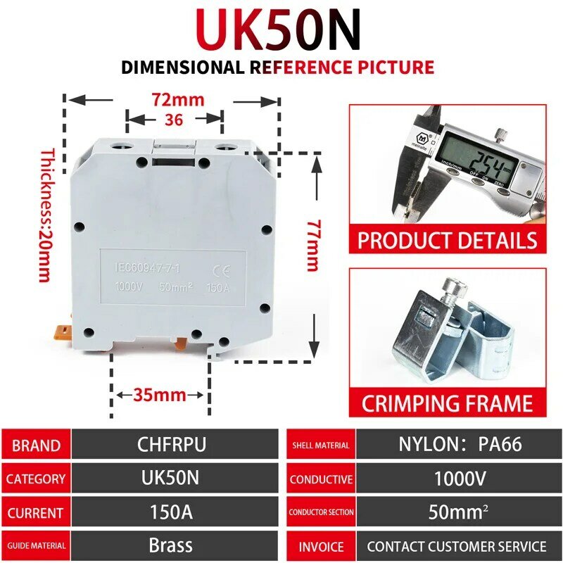 5 Buah Din Rail Terminal Block UK-50N Connduktor Universal Class Screw Wire Connector Strip Disassemble Assembly