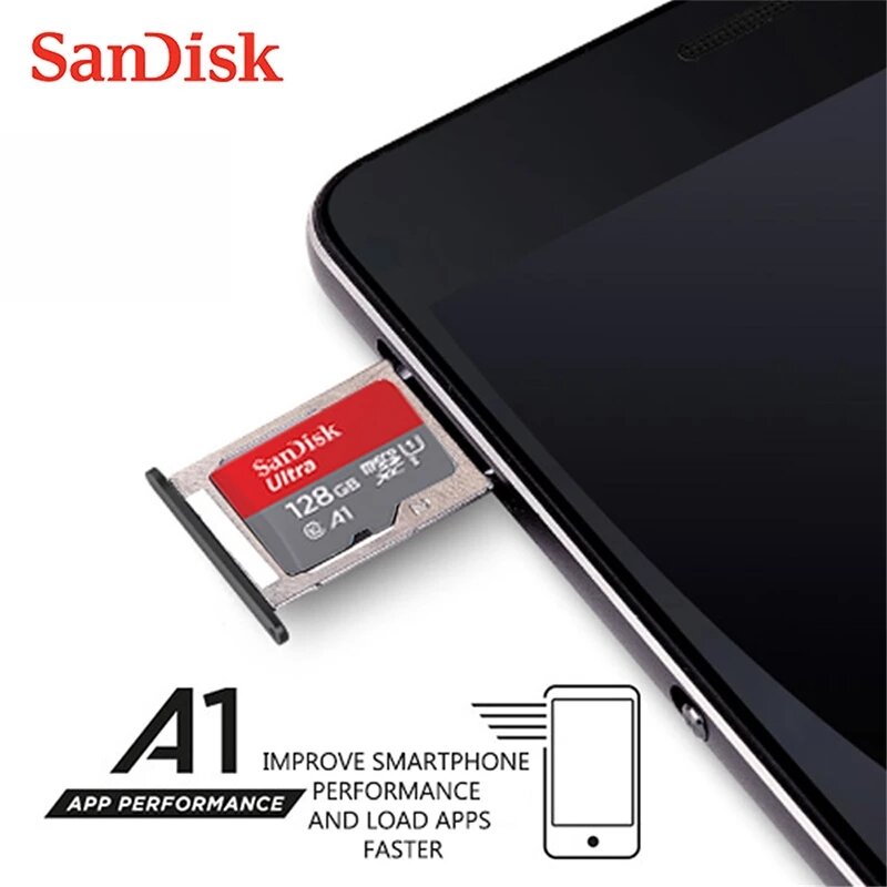 Micro SD карта памяти Sandisk, класс 10, U1, 32 ГБ, 64 ГБ, 128 ГБ, 256 ГБ, 120 Мб