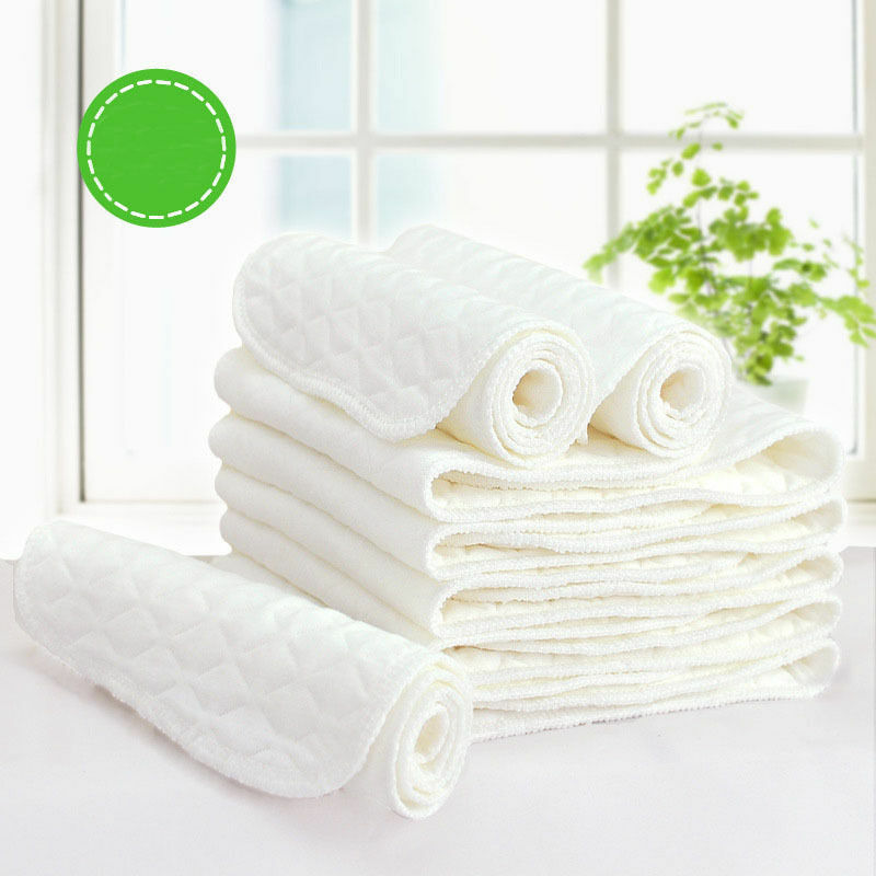 Pañal de tela suave reutilizable para bebé, forros de pañales de 3 capas de algodón lavable, cuidado del bebé, 10 piezas