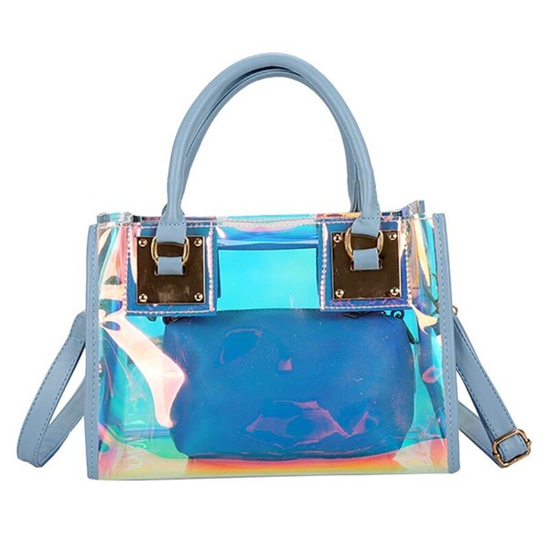 Bolso de PVC transparente para mujer, bolsa de mensajero multifunción de Color, bolso de mano con cremallera, bolso de hombro láser de lujo