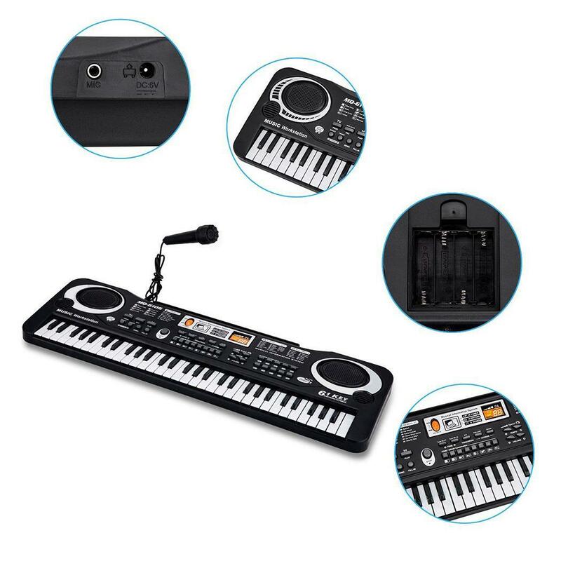Электронная музыкальная электронная клавиатура с 61 клавишами, электрическое пианино, подарок для детей, вилка США