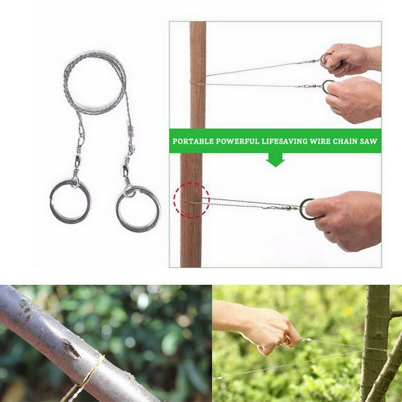 Aço inoxidável bolso fio serras corda lâmina corrente ferramenta de sobrevivência ao ar livre para acampamento caminhadas caça portátil bolso engrenagem