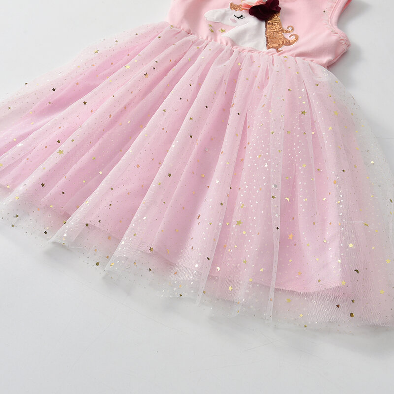 Kids Unicorn Dress for Girls Licorne Appliqued Tutu Vestidos Girl Princess Dresses Elegant Party Costumes Children Clothing