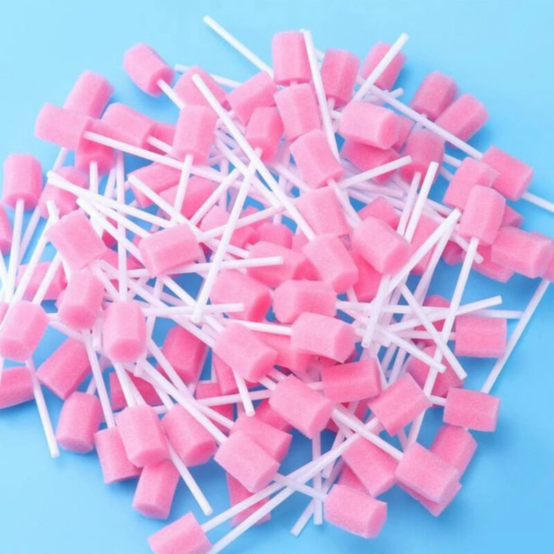 100pcs Disposable Oral Care Sponge Swab Tooth Cleaning Mouth Swabs With Stick Sponge Head Cleaning Cleaner Swab