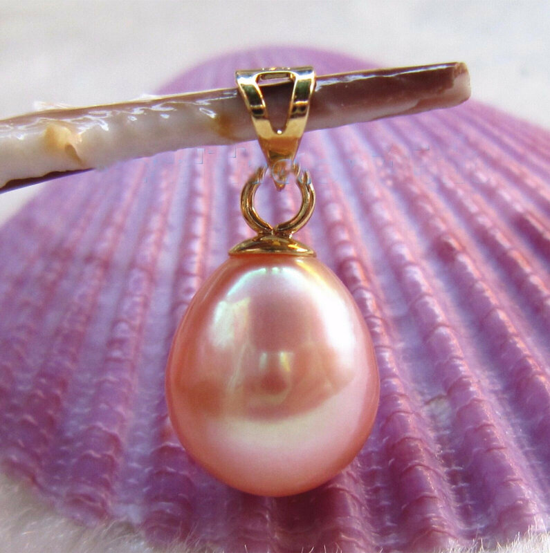 10X12mm natural PINK pearl south China sea pendant