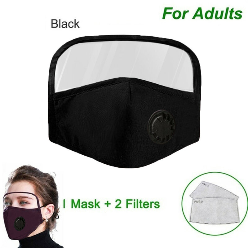 Schal Baumwolle Outdoor Schutzhülle Atmen Ventil Gesicht Maske Mit Augen Schild + 2 Filter