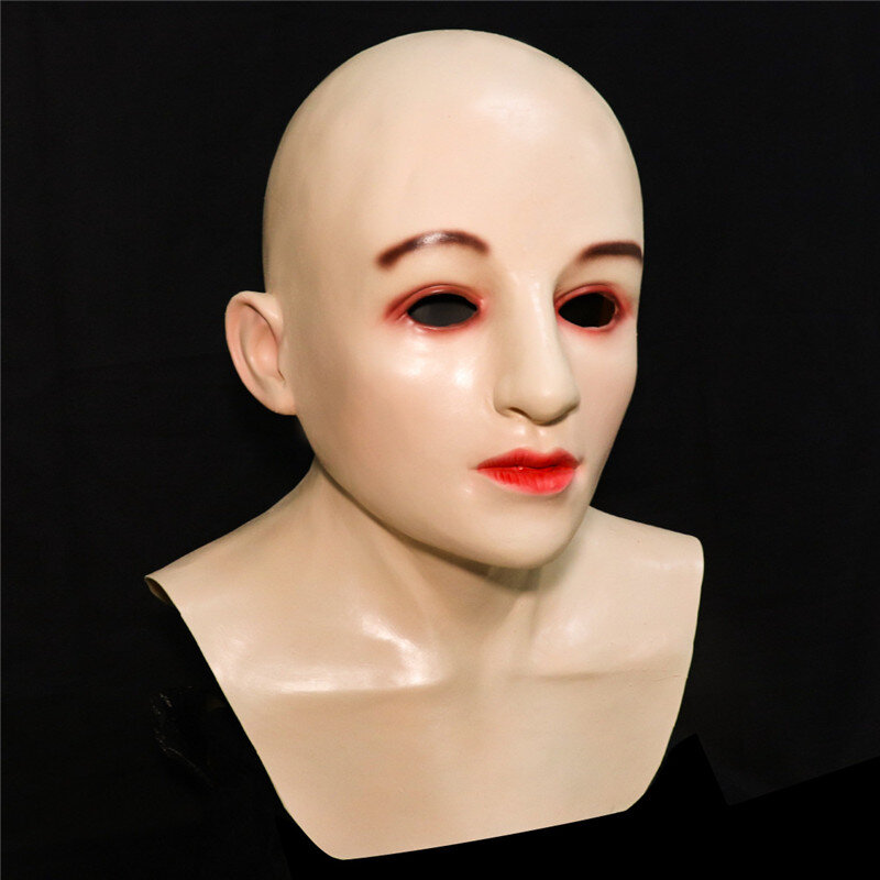 Nowa seksowna lateksowa realistyczna kobieca maska przeciwsłoneczna maska Sexy kobiety skóry maski na maskaradę Transgender w pełni pokryte maska do odgrywania ról
