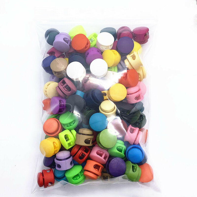 50 PCS Mixed Colorful Plastic Buckle Stopper Cord Lock Bean Toggle Clip Apparel DIY Shoelace Sportswear Cord Lanyard Accessories