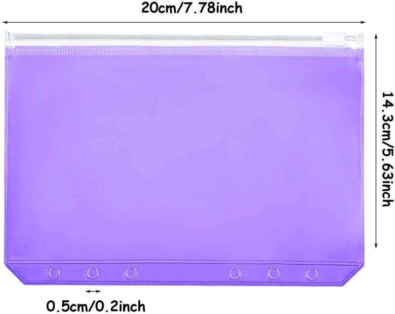바인더 PVC 포켓 노트북 느슨한 잎 가방, 다채로운 구멍 지퍼 폴더 방수 파우치 문서 서류 가방