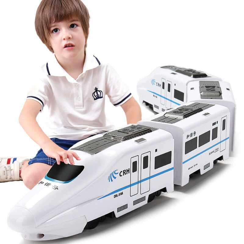 1:8 Kereta Api Harmoni Simulasi Kereta Api Berkecepatan Tinggi Mainan untuk Anak Laki-laki Suara Listrik Kereta Ringan Model EMU Puzzle Mobil Mainan Anak
