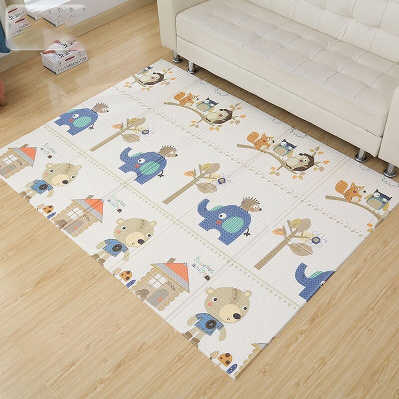 Foldable Cartoon Play Mat Kid Rug Puzzle Infant Carpet Waterproof Early Education Gym Baby XPE Crawling Pad Rug Developing Mat