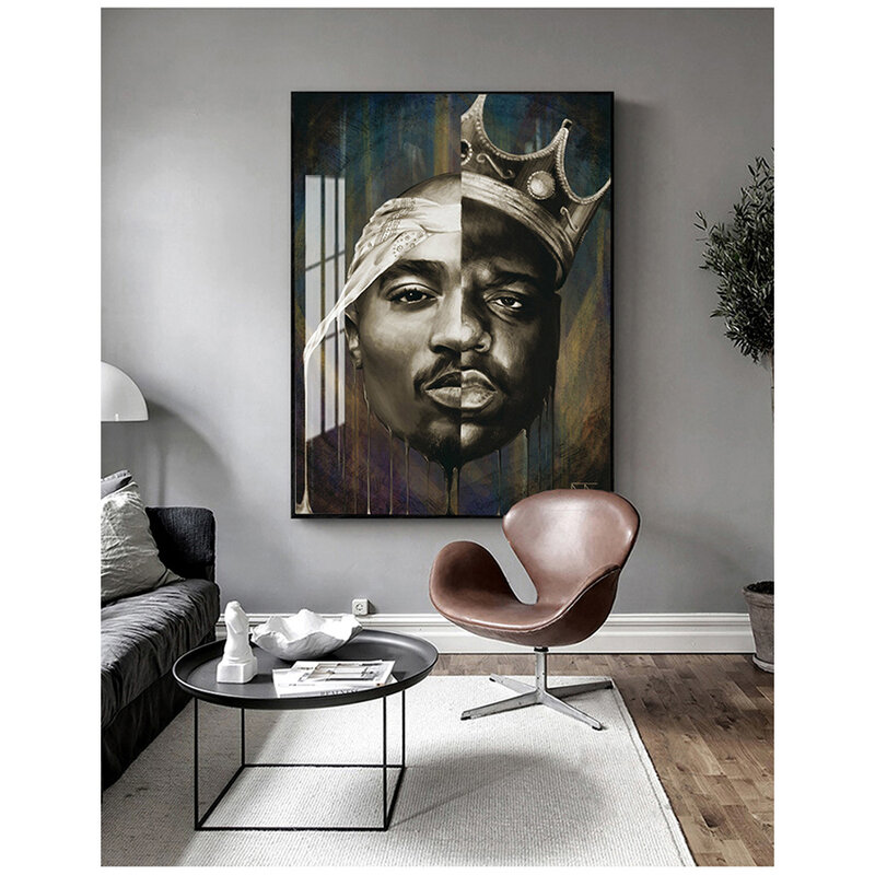 Portrait de grandes peintures sur toile Tupac, affiches et imprimés muraux, Art mural, images, décoration de la maison