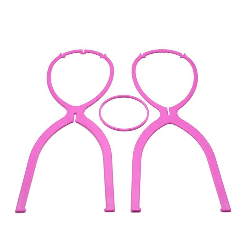 Suporte de peruca alta ajustável para mulheres, suporte de plástico portátil, dobrável, longo, styling display, preto, cor rosa, 50cm