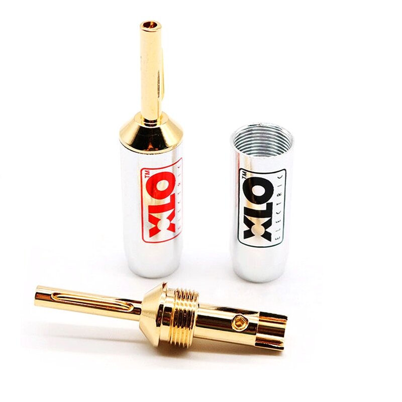4Pcs XLO Speaker Cable Banana Plug 24K Gold Plated Connector HiFi Audio Line Adapter