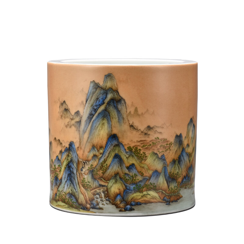 Lin Yuntang-esmalte de colores li jiangshan, bote con cepillo, cuatro estudios de jingdezhen, artículos de mobiliario de cerámica a mano