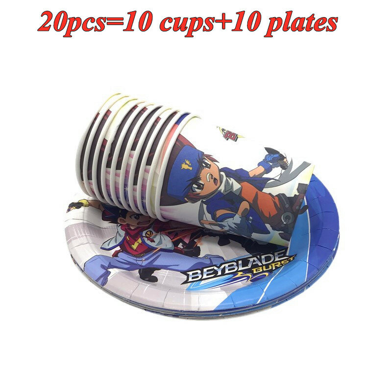 Beyblade Party Tableware Sets Paper Cups Plate Cartoon Happy Birthday Party Favors Kids Birthday Parties Decorations Baby Shower