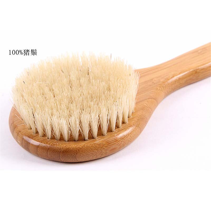 Escova corporal de bambu com cerdas de javali Perfeito para pele seca, Escovação essencial para redução de celulite 33cm