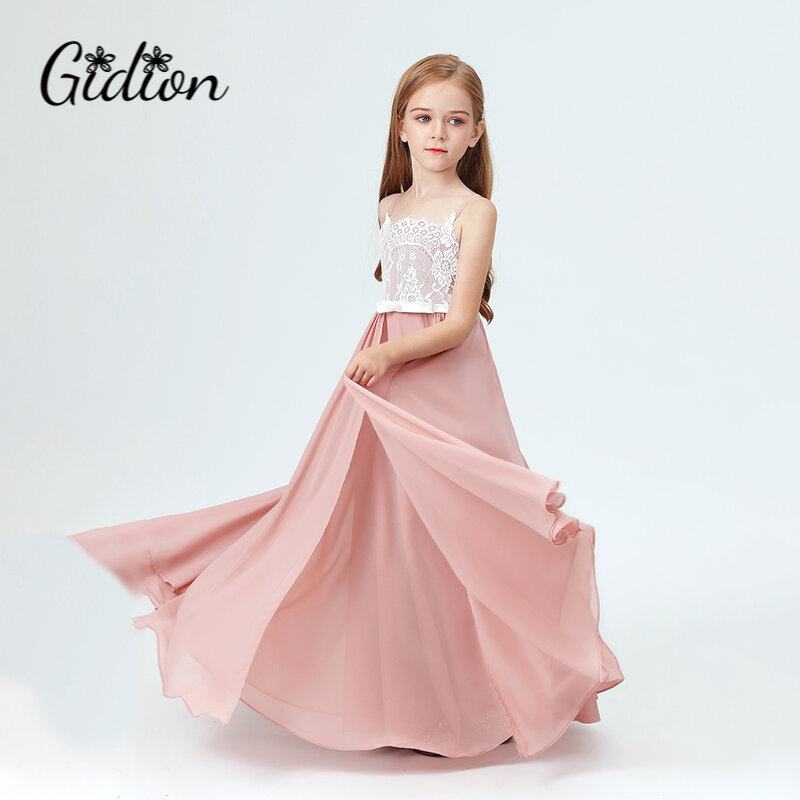 Lace/Chiffon Junior Bridesmaid Dress For Kids Pageant Festivity Celebration Wedding Event Birthday Evening Party Banquet Prom