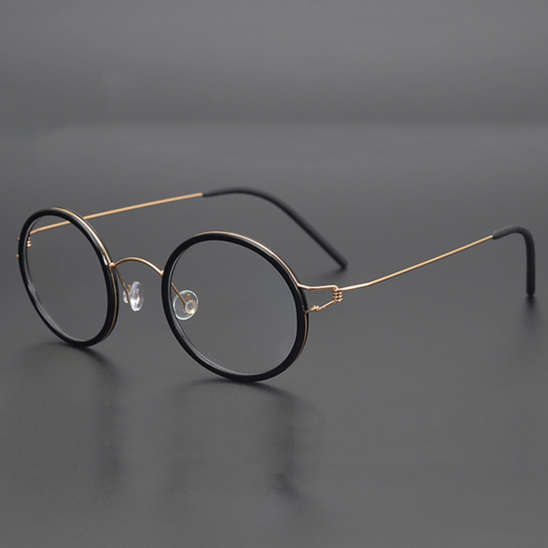 Дания титановая оправа для очков для мужчин и женщин, мужские Безвинтовые очки, ультралегкие круглые оптические очки в стиле ретро, дизайнерские очки ручной работы