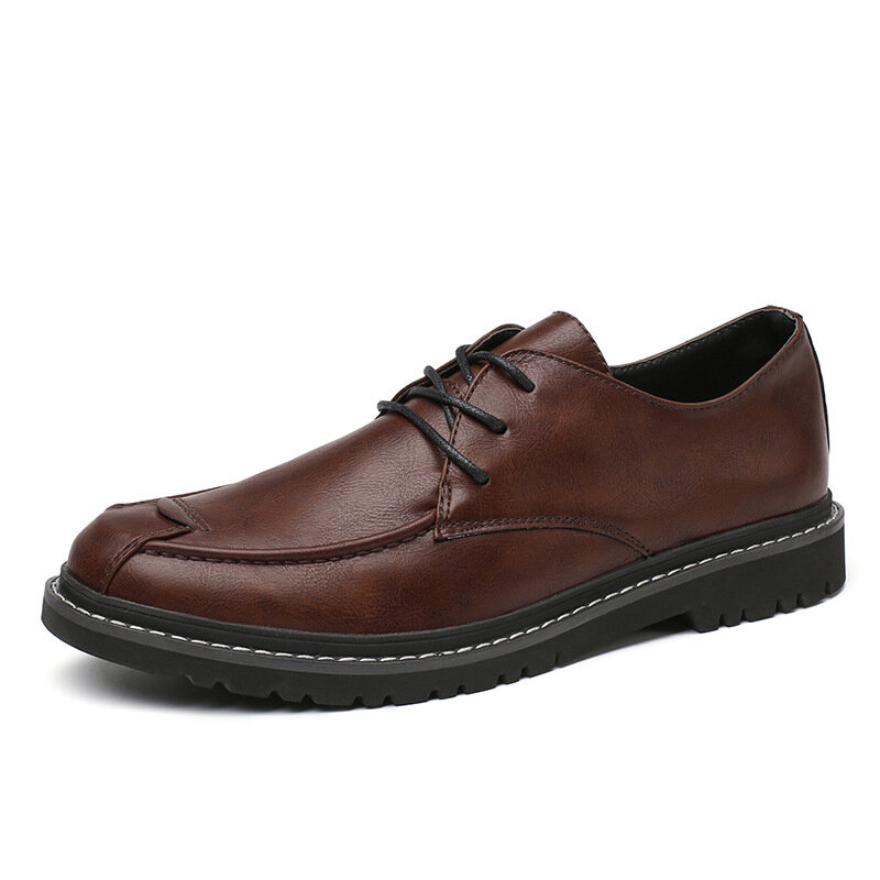 Męskie buty na co dzień z naturalnej skóry męskie buty w stylu brytyjskim płaskie buty służbowe oddychające biuro ślubne wygodne męskie Schoes
