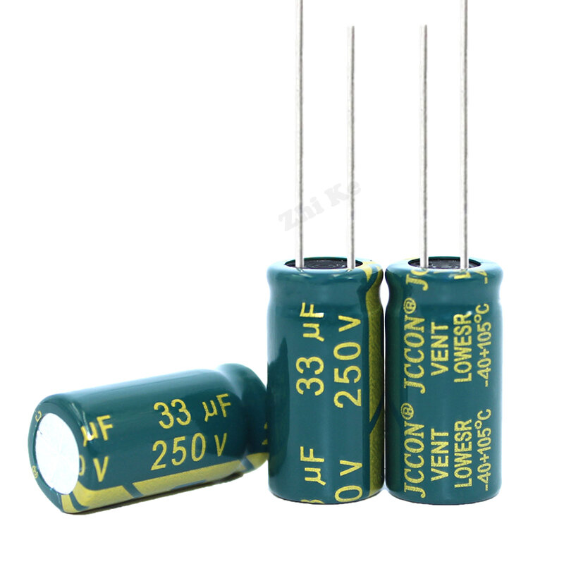 Condensatore elettrolitico in alluminio 5pcs 33uF 250V 10x20mm alta corrente di ondulazione lunga durata 250V33uF
