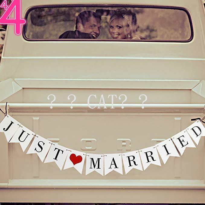 Just Married Wedding Banner Set-Decorazioni di Nozze per La Ricezione, Addio Al Nubilato E di Fidanzamento Puntello Della Foto, car Decor Usa La Nave