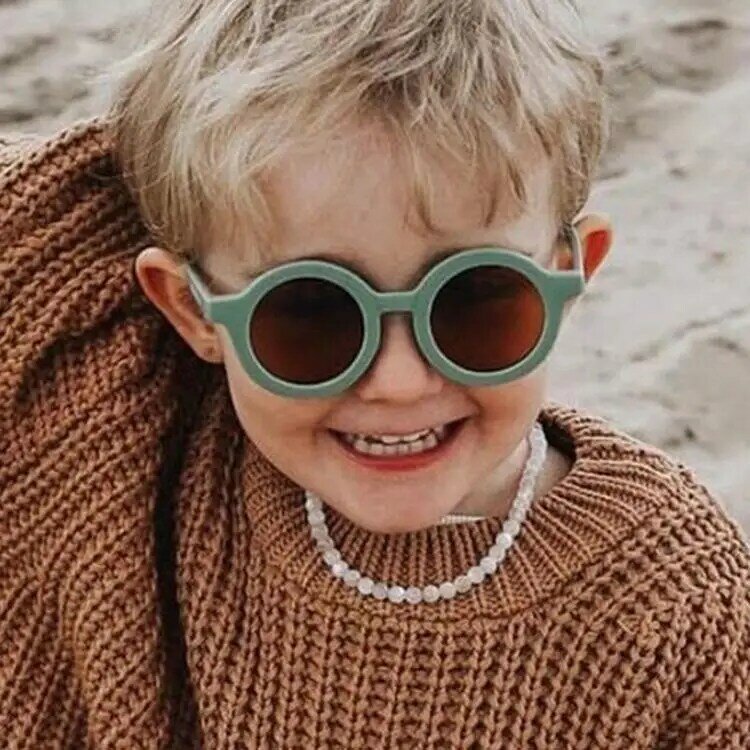 2021 nowe okulary przeciwsłoneczne dla dzieci niemowlę Retro jednolity kolor odporne na ultrafioletowe okrągłe okulary wygodne okulary dla dzieci