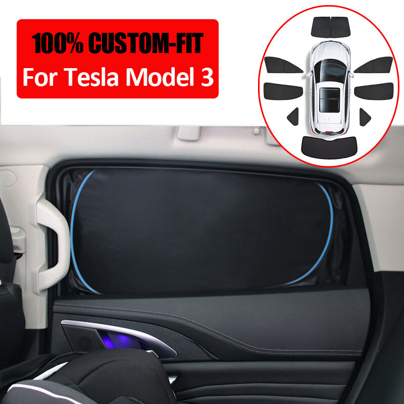 Parasol para Tesla Model 3 2023, accesorios para ventana lateral de coche, parasol para privacidad, tragaluz, Red de sombreado ciego, parabrisas delantero y trasero