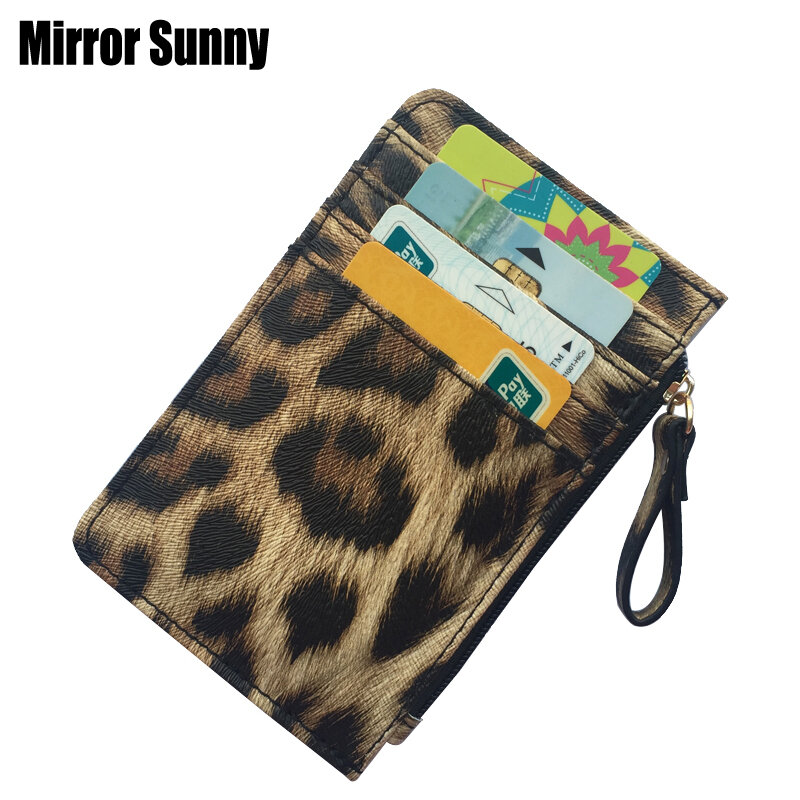 Nuovo portamonete con cerniera piccola in pelle modello leopardo per donna e uomo portafoglio sottile porta carte di credito borsa porta carte di credito regali piacevoli