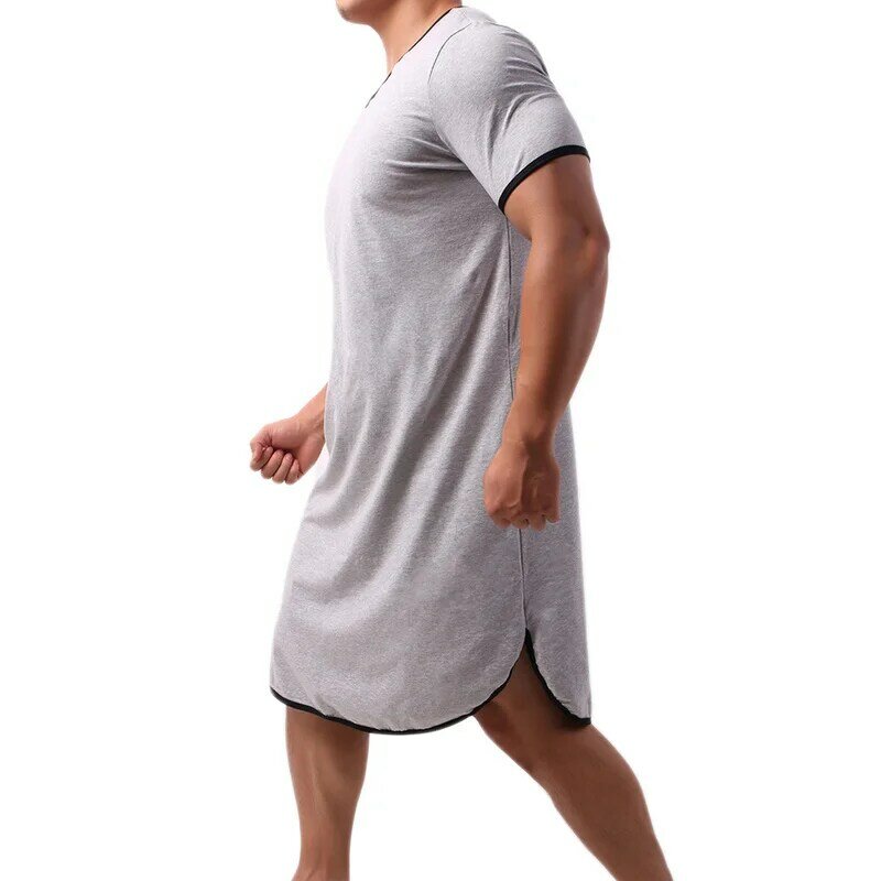 Новая мужская пижама с коротким рукавом, пижама из хлопка, Повседневная Домашняя одежда, мужские халаты, одежда для сна