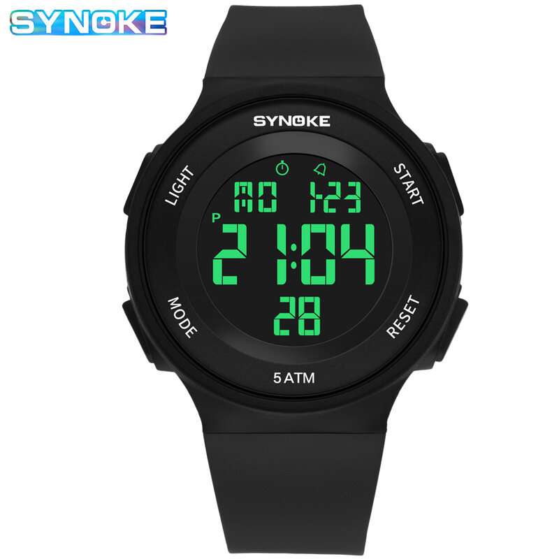 SYNOKE-reloj deportivo para hombre y mujer, cronógrafo Digital con correa desmontable, resistente al agua, alarma LED