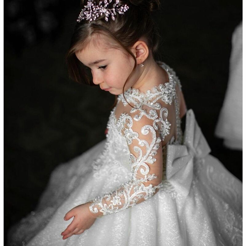 FATAPAESE-Vestidos florais para meninas, vestido vintage com arco infantil, festa de casamento, robe de primeira comunhão