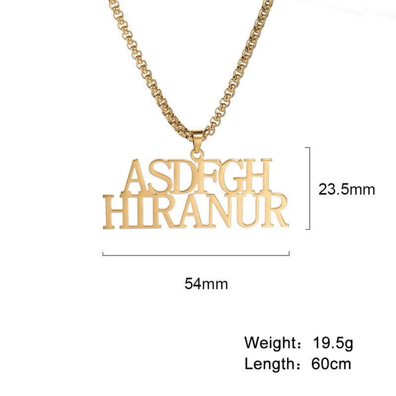 Sipuris  2022 Fashion Custom Name Necklace Personalized Large Size Box Chain Pendant  For Men Punk Rock Boyfriend Gift Jewelry